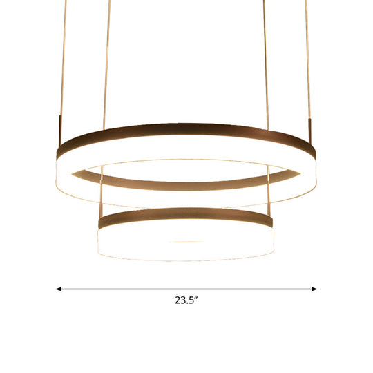 Modern Acrylic 2/3-Tier Led Chandelier Lamp - Minimalistic Coffee Medium/Large Perfect Over Table