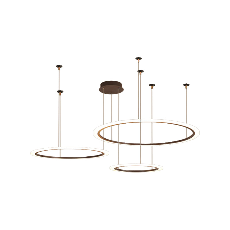 Modern Acrylic Coffee Led Chandelier Light Fixture - 3/4 Tiers Ceiling Pendant Lamp (Small/Large)