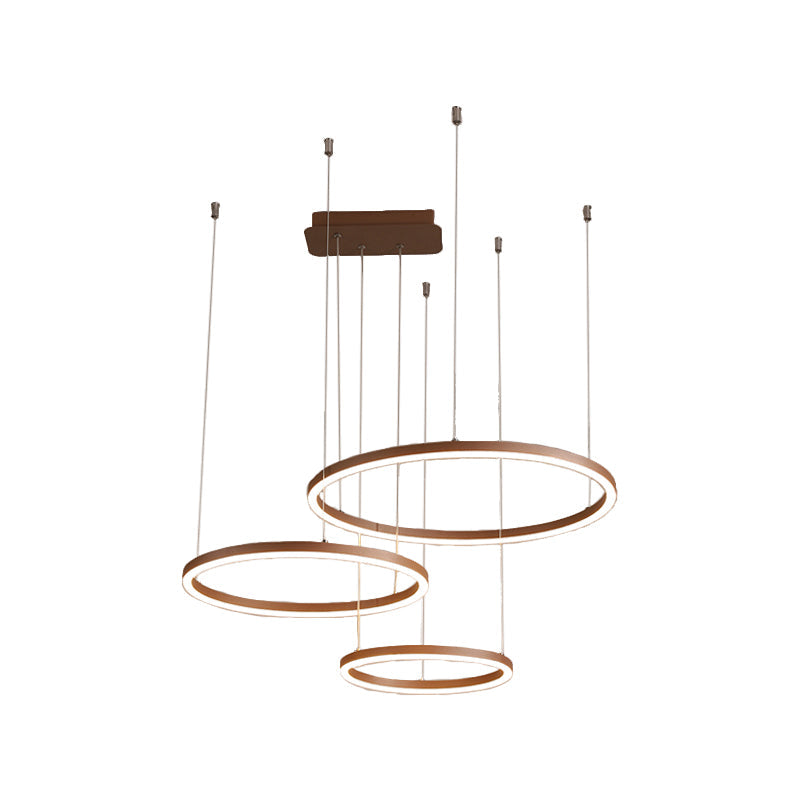 Circular Restaurant Chandelier - Acrylic Minimalist Led Pendant Light (3/4/5 Tier) In Brown