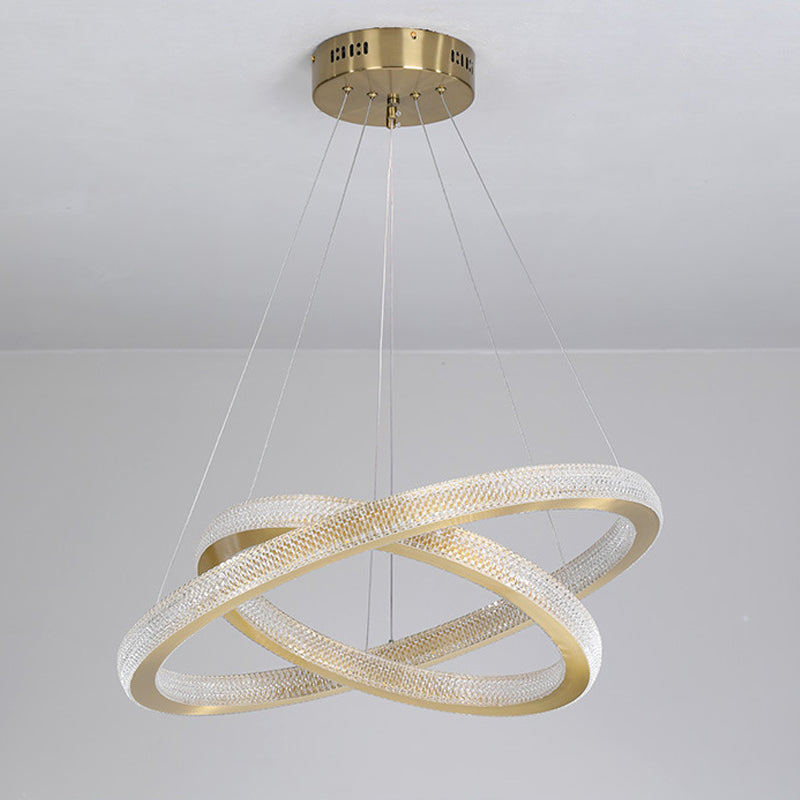 Minimalistic Brass LED Chandelier Light with Acrylic Suspension - 1/3/4-Tier Circle Design