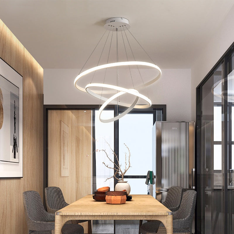 Minimalist Acrylic Led Chandelier - Circle Design White/Coffee Available In Small And Large Ceiling