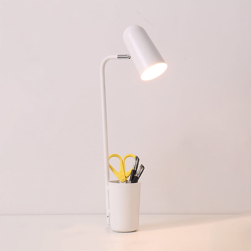White Metal Desk Light With Pen Holder - Living Room Cup Table