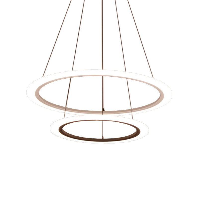 Minimalist Acrylic White Led Pendant Chandelier - Circular 2/3/4-Tier Ceiling Hang Light For Dining