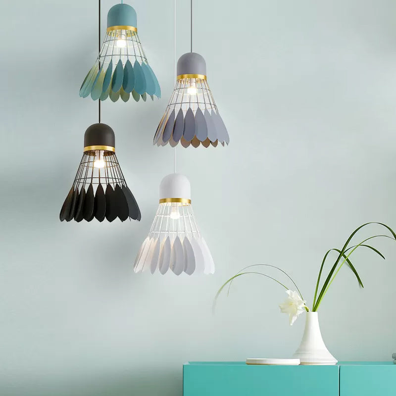 Modern Badminton Hanging Lamp - Artistic Metallic Pendant Ceiling Light For Dining Room