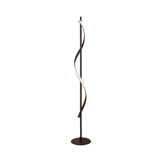 Modern Led Floor Lamp With Black Bubbling/Wavy/Twisting Design Acrylic Shade And Warm/White Light