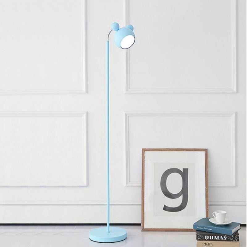 2-In-1 Macaron Loft Metal Floor Light For Living Room And Study Modern Head Mouse Design Blue
