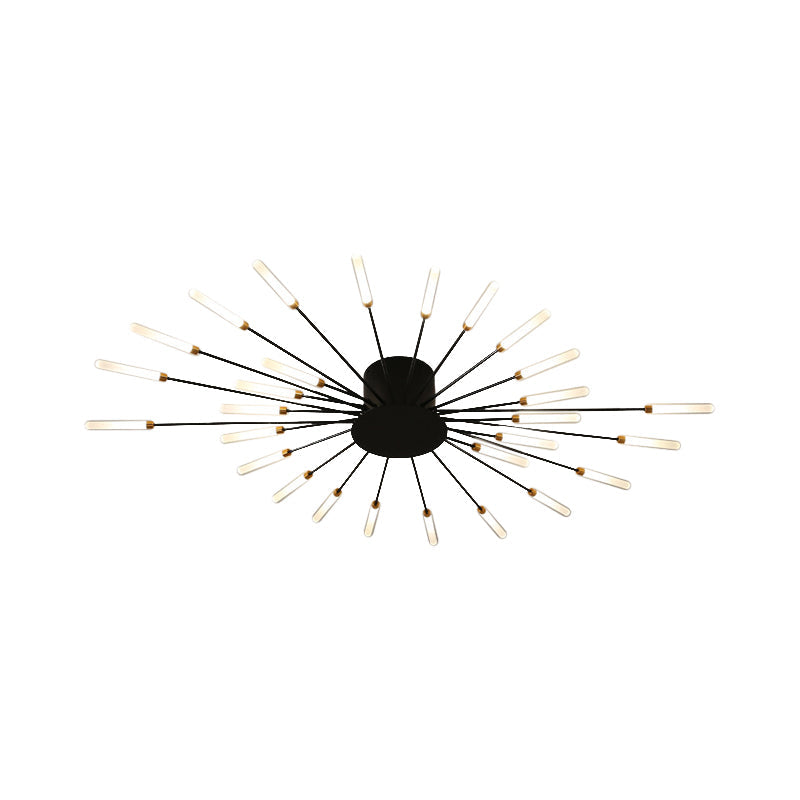 Contemporary Black/Gold Ceiling Light Fixture With Acrylic Led For Bedroom - Semi Flush Mounted