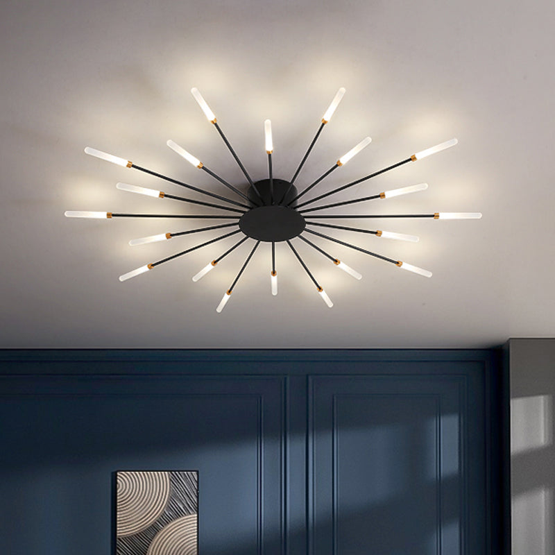 Contemporary Black/Gold Ceiling Light Fixture With Acrylic Led For Bedroom - Semi Flush Mounted