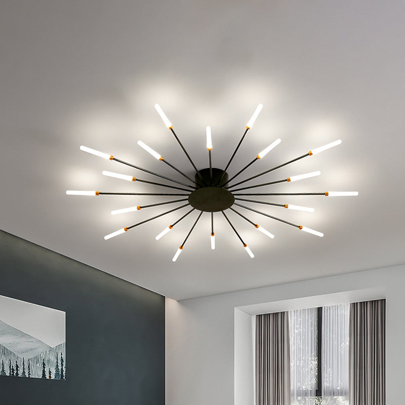 Contemporary Black/Gold Ceiling Light Fixture With Acrylic Led For Bedroom - Semi Flush Mounted