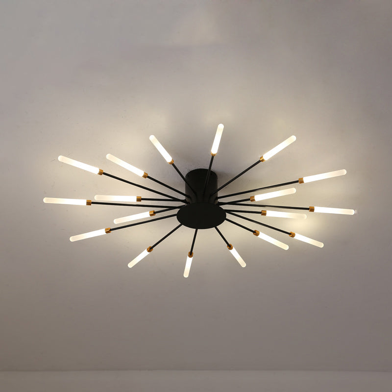 Contemporary Black/Gold Ceiling Light Fixture With Acrylic Led For Bedroom - Semi Flush Mounted