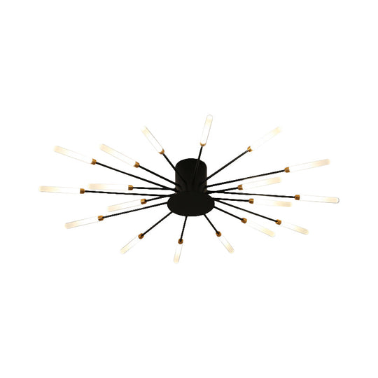 Contemporary Black/Gold Ceiling Light Fixture With Acrylic Led For Bedroom - Semi Flush Mounted