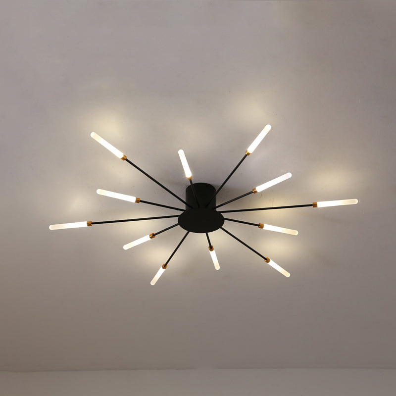 Contemporary Black/Gold Ceiling Light Fixture With Acrylic Led For Bedroom - Semi Flush Mounted