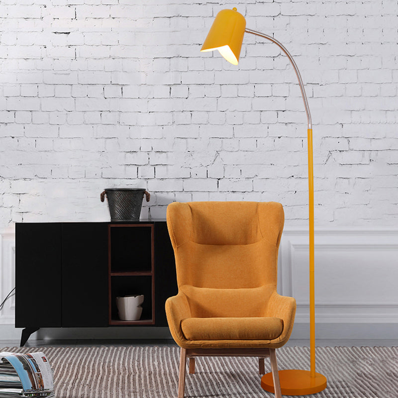 Sleek Nordic Metal Floor Lamp With Gooseneck - Perfect For Office Use Yellow