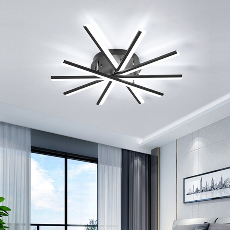 Modern Spiral Design Led Ceiling Lamp - Metallic Finish 5/9-Light Black/White Warm/White Light