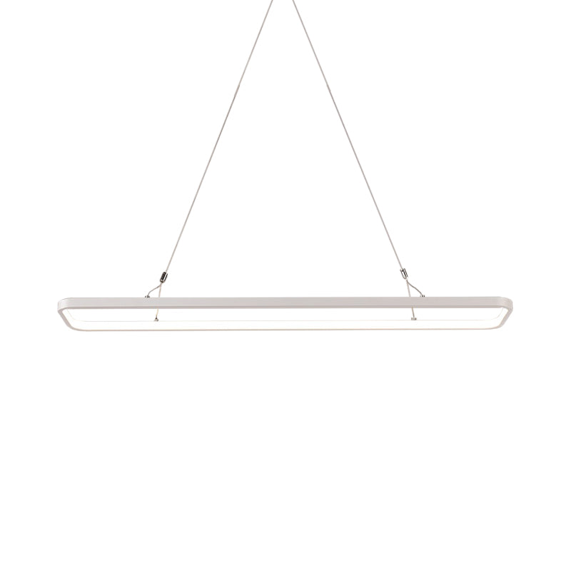 Minimalistic White Led Pendant Light For Dining Room With Acrylic Shade - Rectangle Shape Warm/White