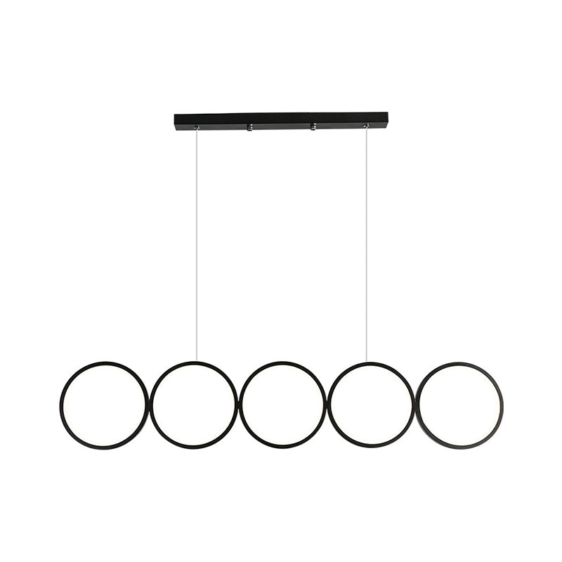 Simple Black Metal Led Hanging Island Light Pendant For Table - Warm/White