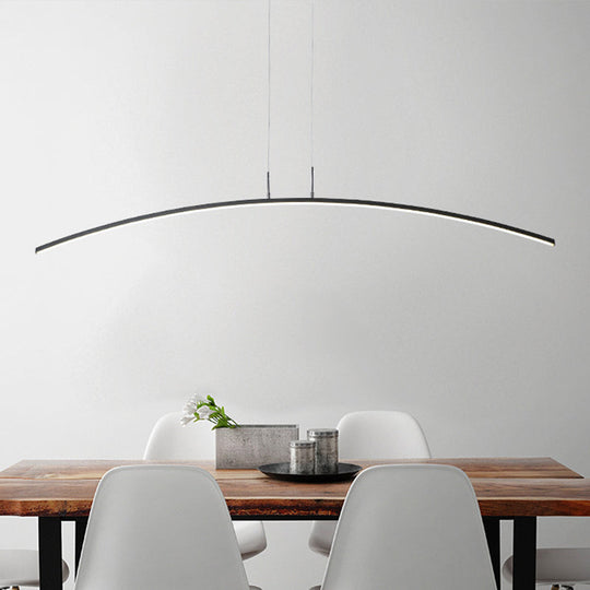 Modern Black/White Arched Pendant Light With Acrylic Led And Warm/White Glow Black / White