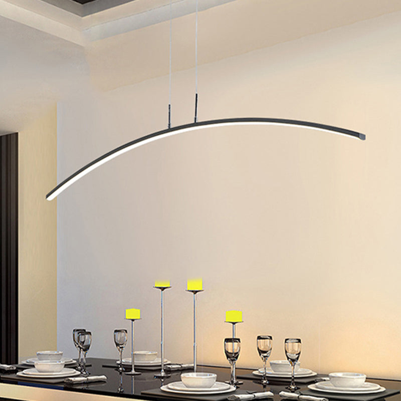 Modern Black/White Arched Pendant Light With Acrylic Led And Warm/White Glow