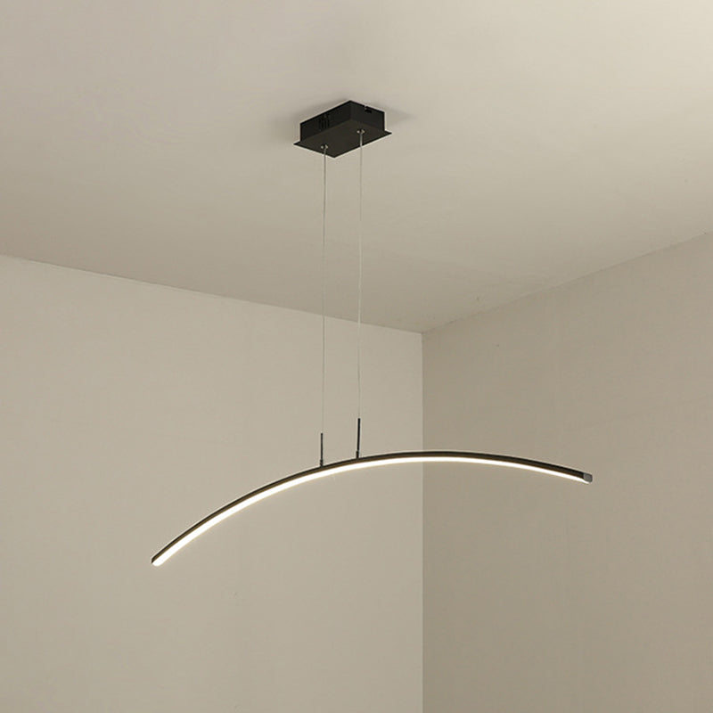Modern Black/White Arched Pendant Light With Acrylic Led And Warm/White Glow