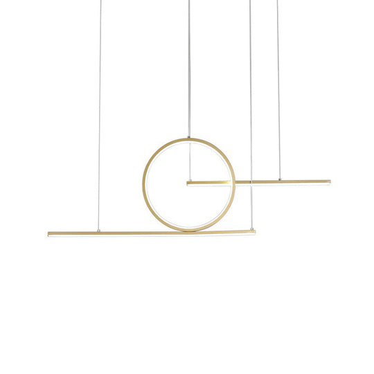 Modern Geometric Led Pendant Light In Black/Gold Warm/White Illumination - Ideal For Kitchen