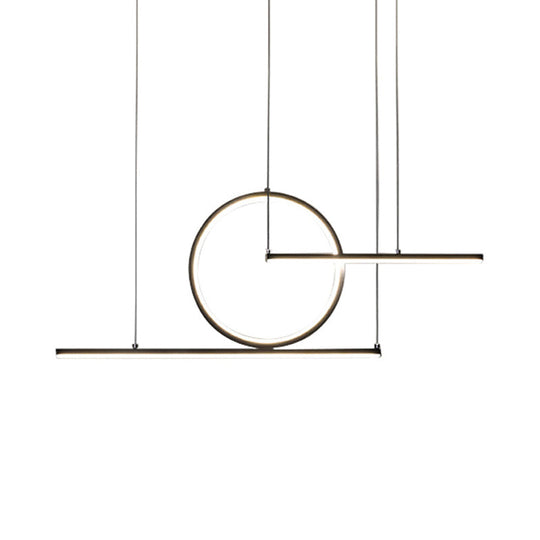 Modern Geometric Led Pendant Light In Black/Gold Warm/White Illumination - Ideal For Kitchen