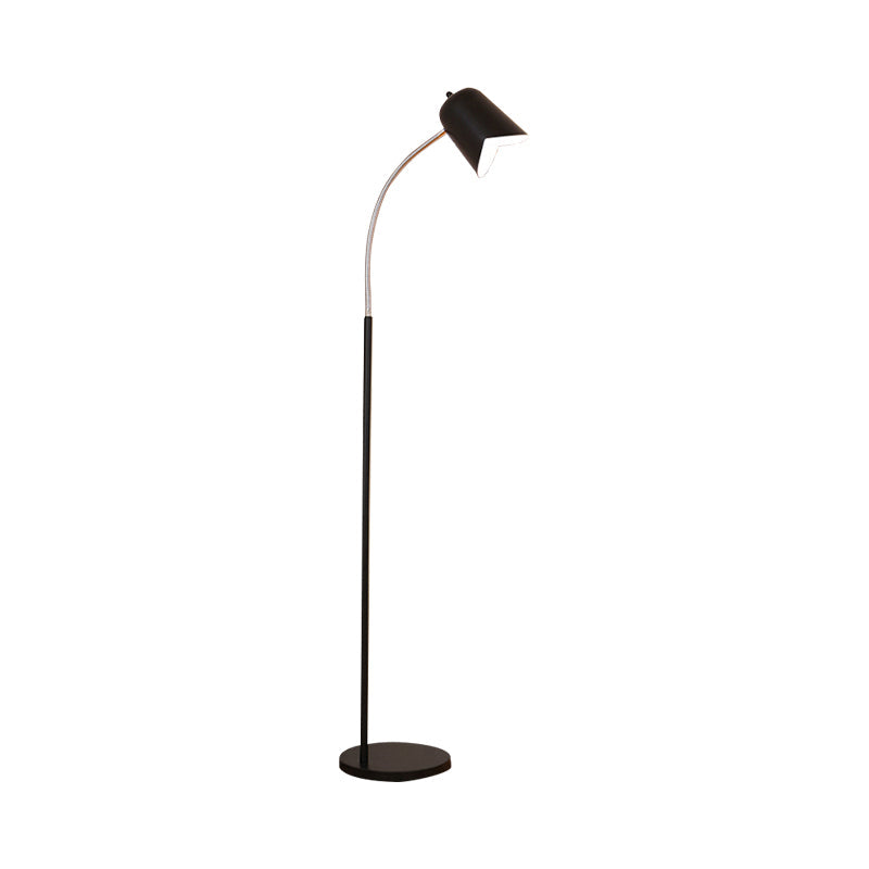 Black Gooseneck Floor Lamp With Bell Shade - Sleek Metal Led Light For Living Room
