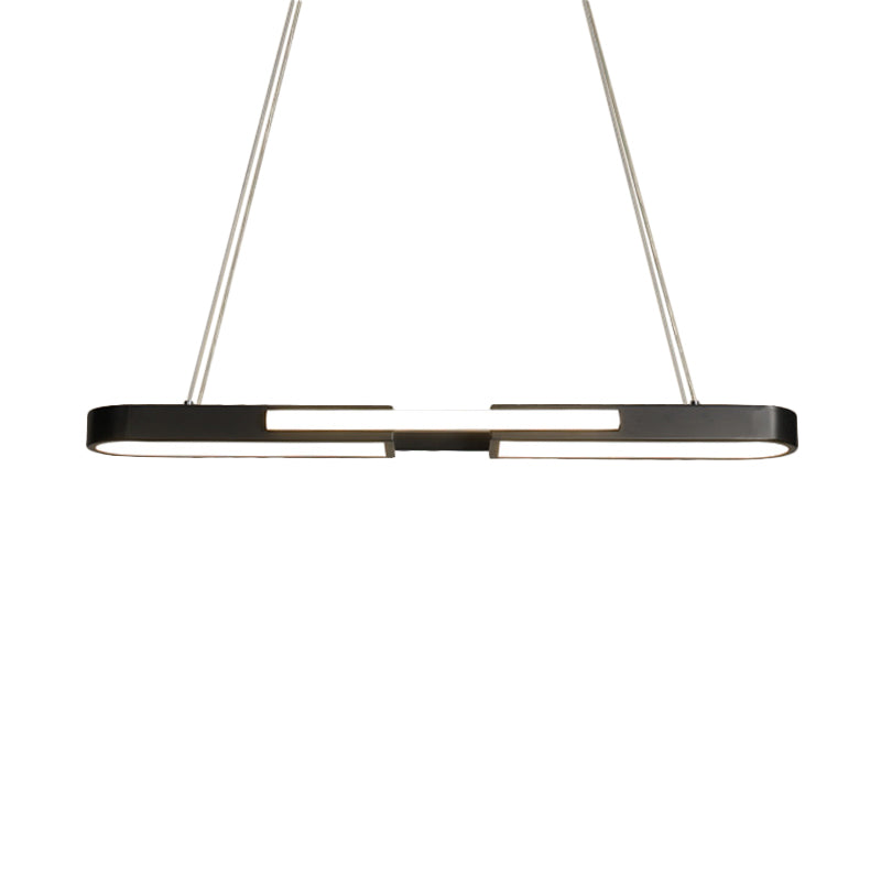 Oblong Acrylic Pendant Light Kit - Simple Style Black/Gold Led Island Lamp In Warm/White For Dining