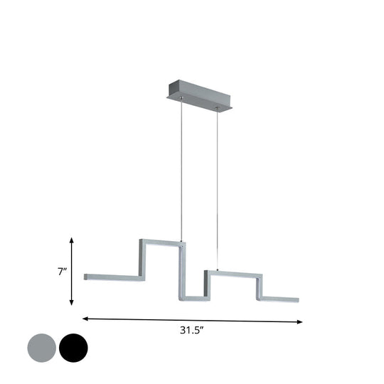 31.5/39 Linear Kitchen Island Led Pendant Light - Minimalistic Metal Design In Black/Grey Warm/White