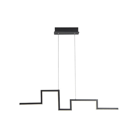 31.5/39 Linear Kitchen Island Led Pendant Light - Minimalistic Metal Design In Black/Grey Warm/White