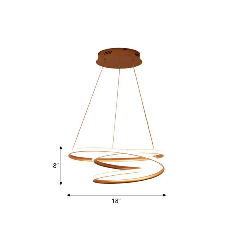 Minimal Twisting Pendant Light Acrylic Led Chandelier - Gold 18/23.5/31.5 W Warm/White For Dining