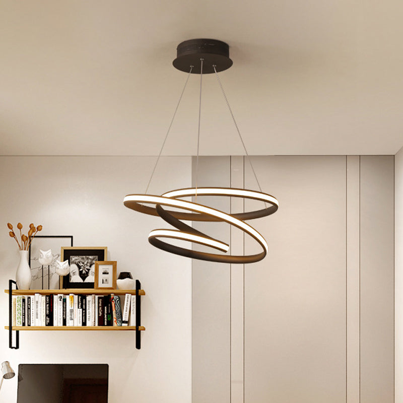 Sleek Acrylic Curve Chandelier Pendant With Led Suspension Light In Warm/White Shades 21.5/31.5
