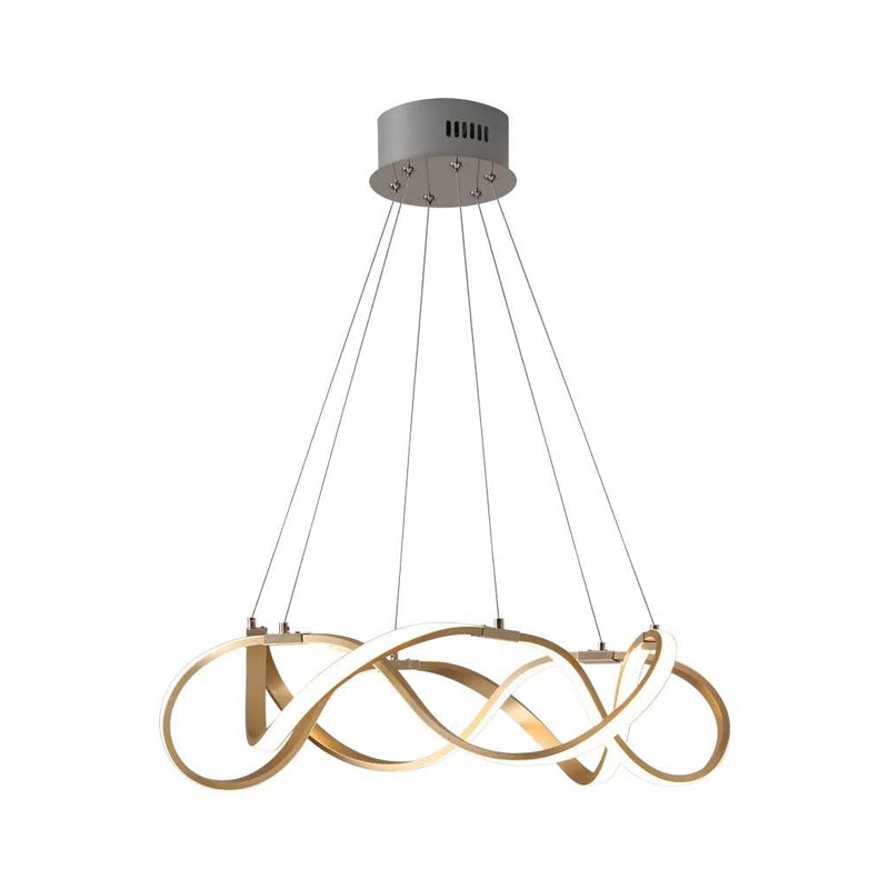 Chrome/Gold Twined Chandelier: Stylish Metal Led Pendant Light For Dining Room - 31/43 Wide