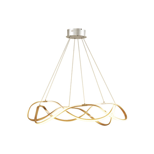 Chrome/Gold Twined Chandelier: Stylish Metal Led Pendant Light For Dining Room - 31/43 Wide