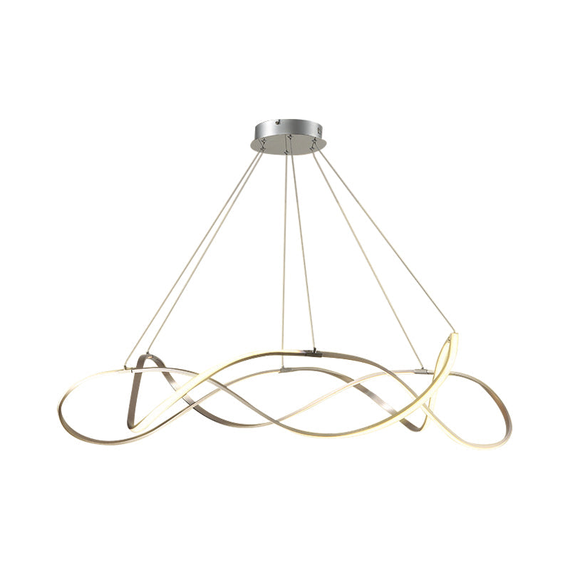 Chrome/Gold Twined Chandelier: Stylish Metal Led Pendant Light For Dining Room - 31/43 Wide