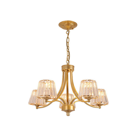 Vintage Tapered Pendant Chandelier - White Glass & Clear Crystal 5/6-Light Dining Room Black/Gold