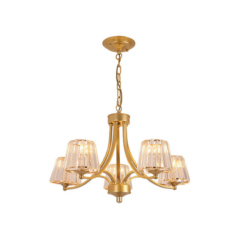 Vintage Tapered Pendant Chandelier - White Glass & Clear Crystal 5/6-Light Dining Room Black/Gold 5