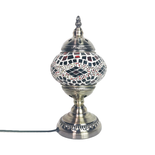 Handcrafted Bronze Moroccan Night Lamp - Art Glass Table Light With Single Bulb