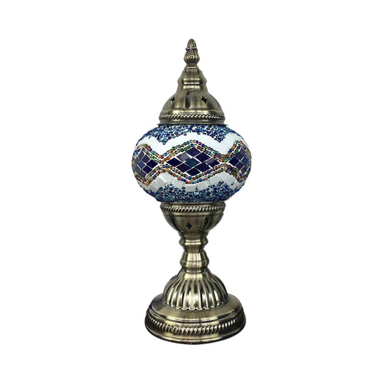 Stylish Turkish Bedroom Table Lamp - Spherical Glass Shade Bronze Finish