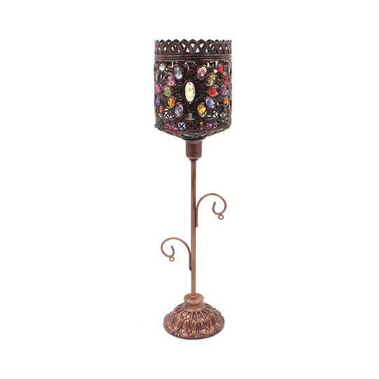 1-Light Acrylic Beaded Moroccan Night Light With Open Copper Top / D