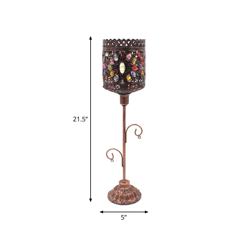 1-Light Acrylic Beaded Moroccan Night Light With Open Copper Top