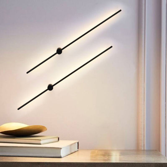 Minimalist Led Wall Sconce Lighting In Black Slim Rod Design - Heights Of 23.5 31.5 And 47 Ideal For