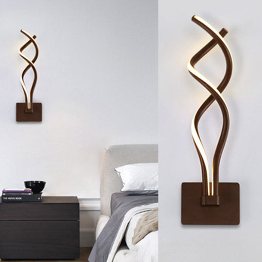Modern Led Wall Sconce With Acrylic Shade For Bedroom - Black/White Wavy/Musical Note Design Black /