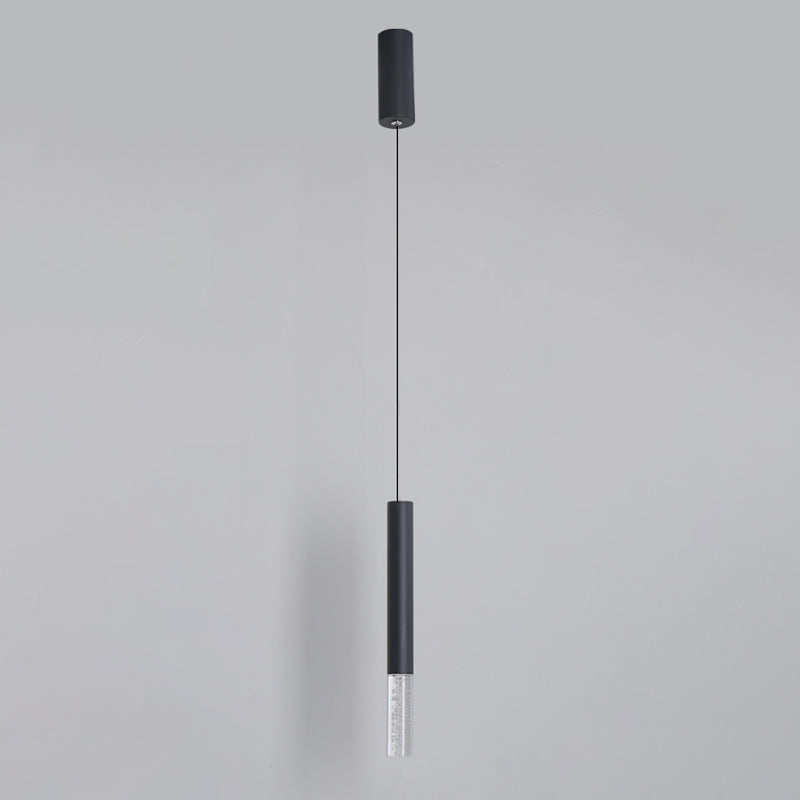 Black Tube Pendant Led Light Kit With Simple Acrylic Design Warm/White 10-12.5 Height