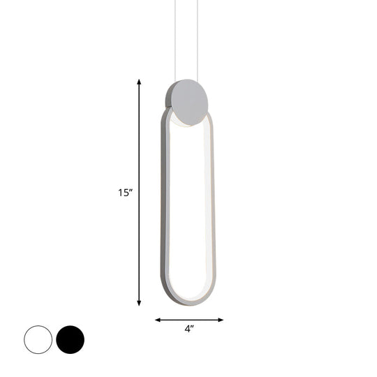 Minimalist Acrylic Pendant Light: Oval/Round/Square Shape, LED, Black/White