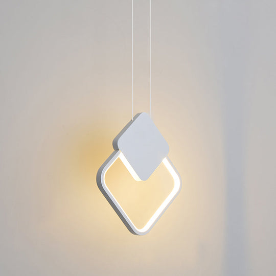 Minimalist Acrylic Hanging Ceiling Light: Oval Round Square Pendant Lighting In Black/White For