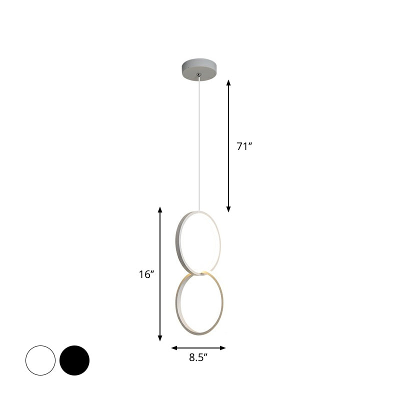 Simple Black/White LED Pendulum Light - Bedside Pendant with Acrylic Shade in Warm/White Light
