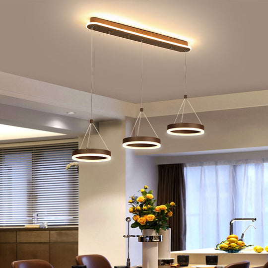 Modern Led Ring Shaped Dining Room Pendant Light In Gold/Coffee Warm/White Coffee / White
