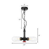 Farmhouse Black Amber/Clear Glass Led Ceiling Chandelier - 4-Light Capsule Pendant Lamp