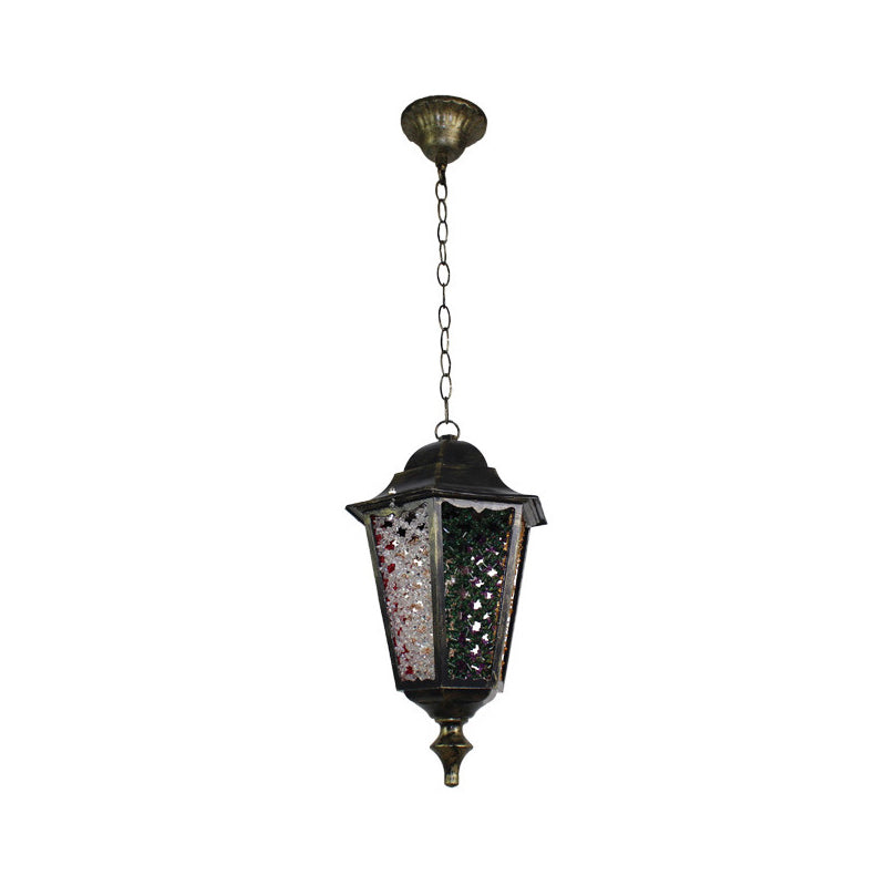 Modern Black Turkish Stained Glass Hanging Light For Dining Room - Flared/Lantern/Tapered Style