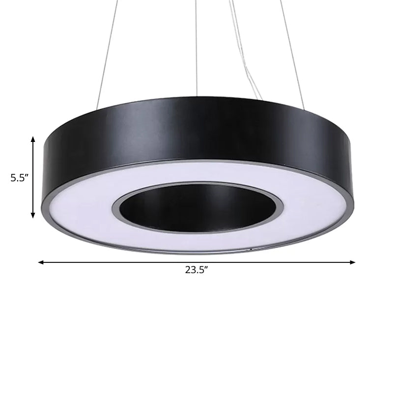 Simplicity Circular Hanging Lamp – Iron LED Office Lighting Fixture (23.5" W) - Black